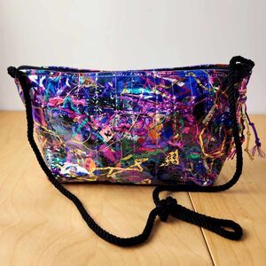 Northern Brights Confetti Mylar Recycled Trash Art Bag Purse Colorful Art Deco